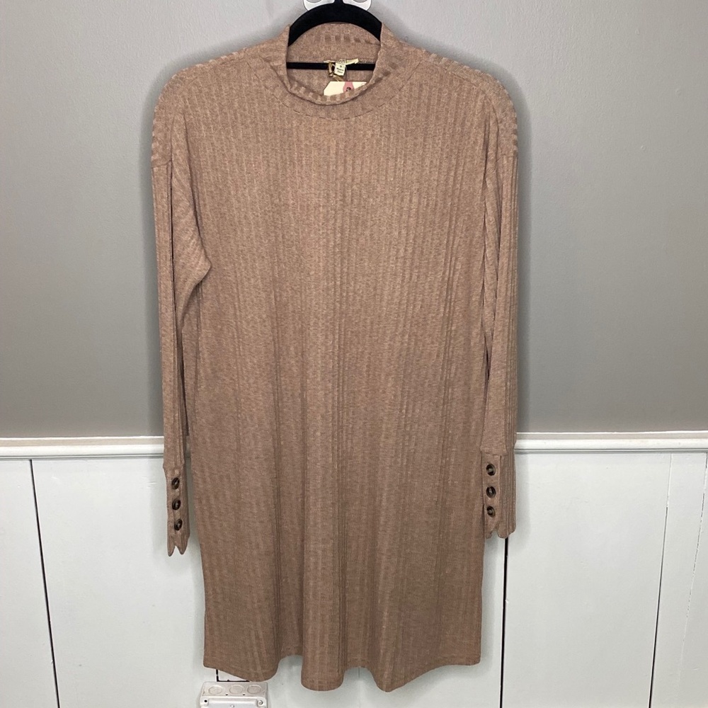 Latte Band Neck Dress